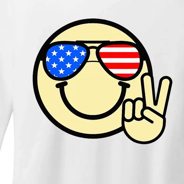 4th Of July Smile Face Womens CVC Long Sleeve Shirt