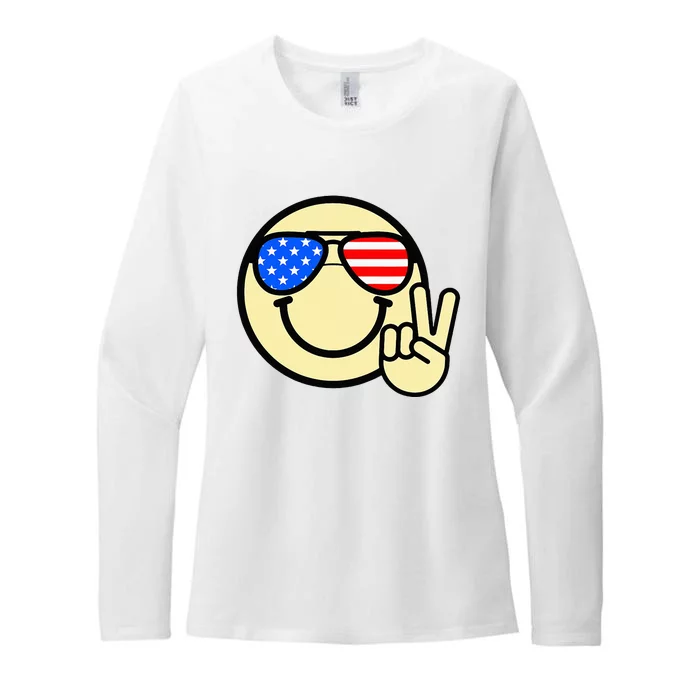 4th Of July Smile Face Womens CVC Long Sleeve Shirt