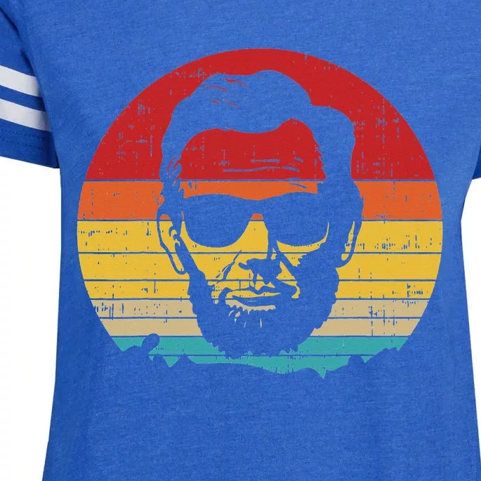 4th of July  Abe Abraham Lincoln Retro Sunset Enza Ladies Jersey Football T-Shirt