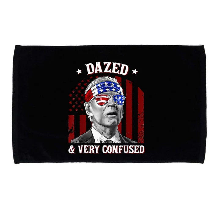 4th Of July Us Flag Funny Joe Biden Dazed And Very Confused Microfiber Hand Towel