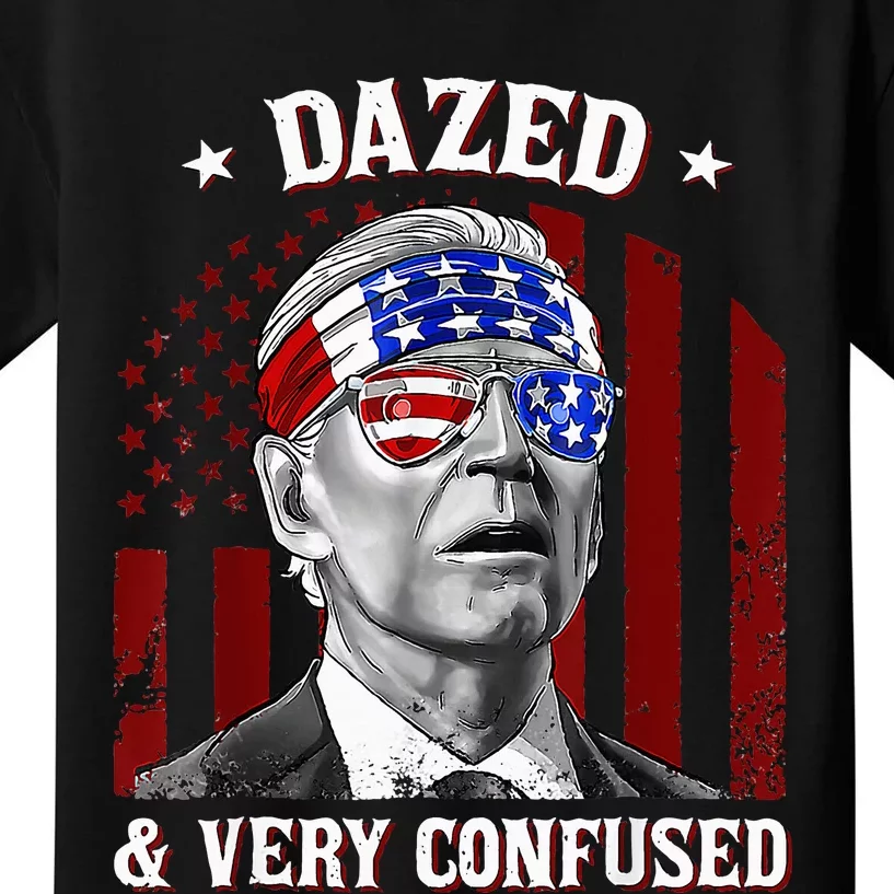 4th Of July Us Flag Funny Joe Biden Dazed And Very Confused Kids T-Shirt