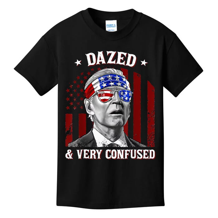 4th Of July Us Flag Funny Joe Biden Dazed And Very Confused Kids T-Shirt