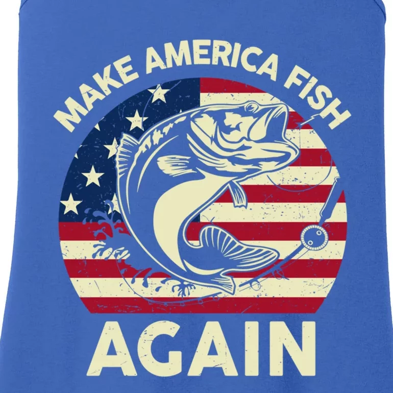 4th Of July Gift Make America Fishing Again Funny Dad Jokes Funny Gift Ladies Essential Tank