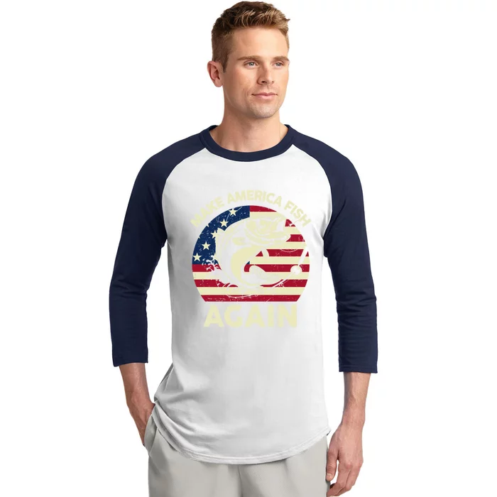 4th Of July Gift Make America Fishing Again Funny Dad Jokes Funny Gift Baseball Sleeve Shirt