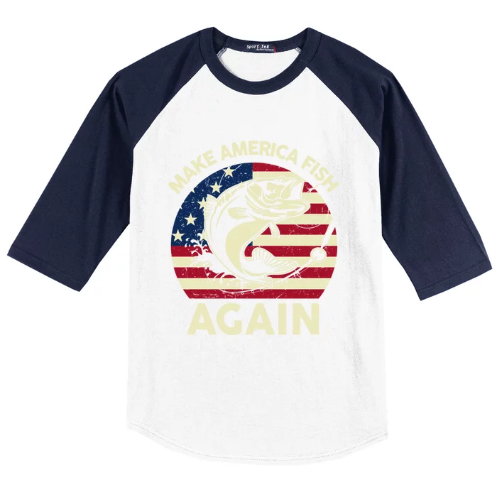 4th Of July Gift Make America Fishing Again Funny Dad Jokes Funny Gift Baseball Sleeve Shirt