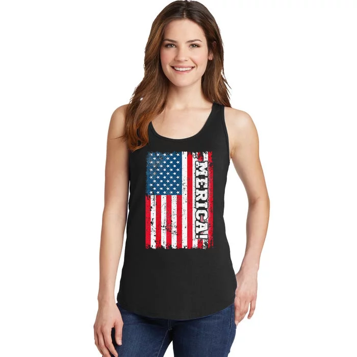 4th of July US Independence American Flag Patriotic Ladies Essential Tank