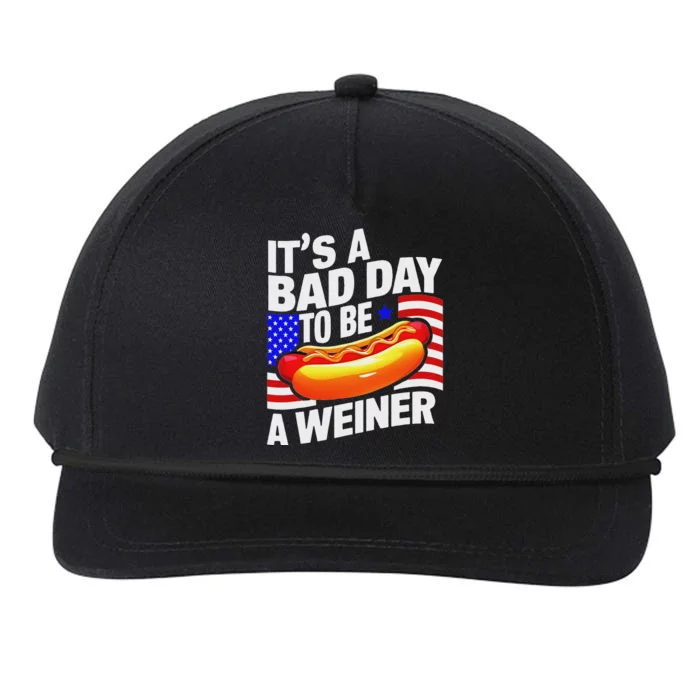 4th Of July Bad Day To Be Weiner Hotdog Independence Day Snapback Five-Panel Rope Hat