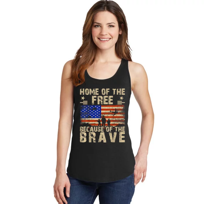 4th Of July USA Flag Home Of The Free Because Of The Brave Ladies Essential Tank