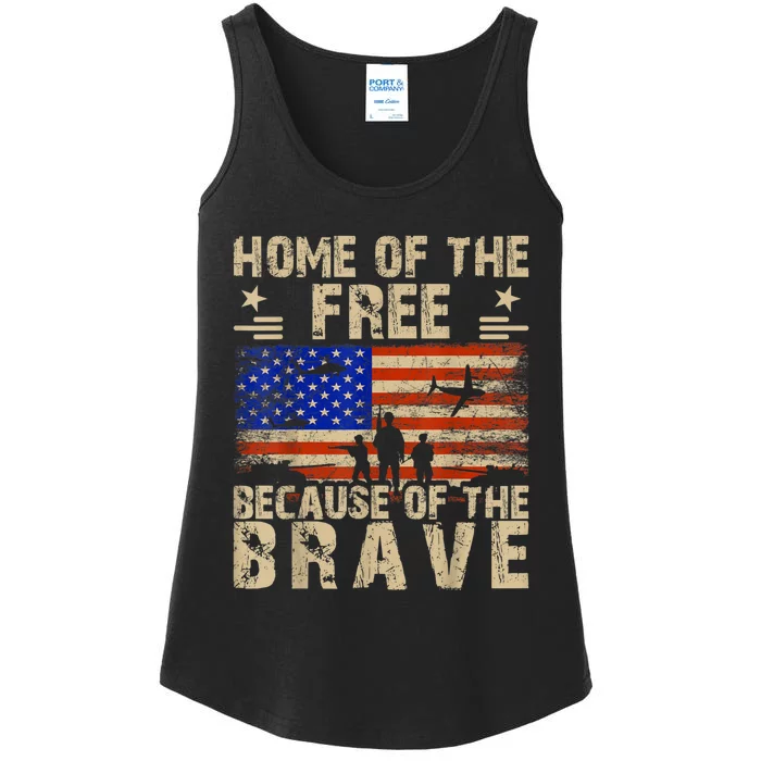 4th Of July USA Flag Home Of The Free Because Of The Brave Ladies Essential Tank