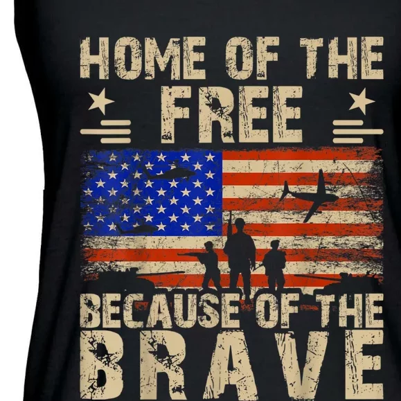 4th Of July USA Flag Home Of The Free Because Of The Brave Ladies Essential Flowy Tank