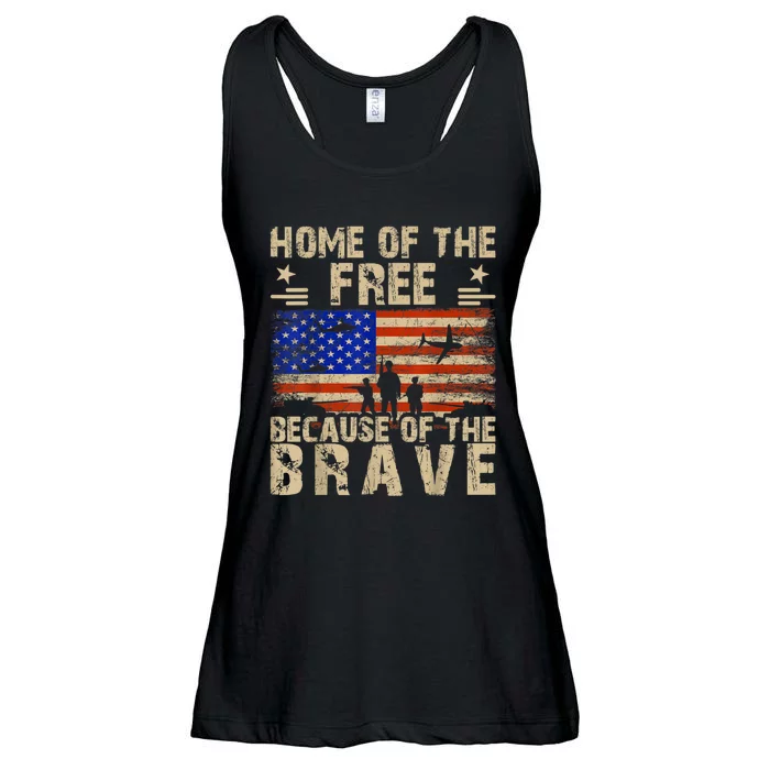 4th Of July USA Flag Home Of The Free Because Of The Brave Ladies Essential Flowy Tank