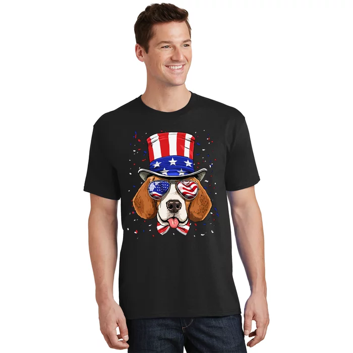 4th of July Patriotic Beagle American USA Flag Beagle Lovers T-Shirt