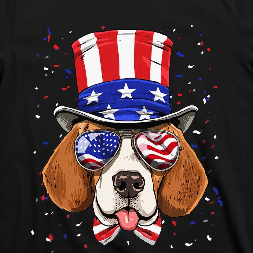 4th of July Patriotic Beagle American USA Flag Beagle Lovers T-Shirt