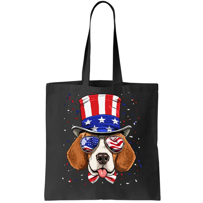 4th of July Patriotic Beagle American USA Flag Beagle Lovers Tote Bag