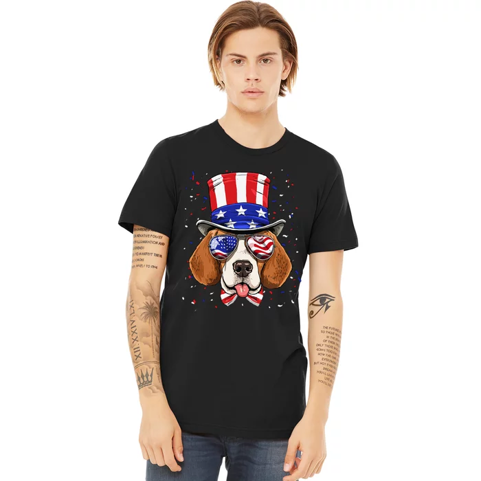 4th of July Patriotic Beagle American USA Flag Beagle Lovers Premium T-Shirt