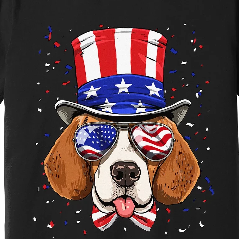 4th of July Patriotic Beagle American USA Flag Beagle Lovers Premium T-Shirt