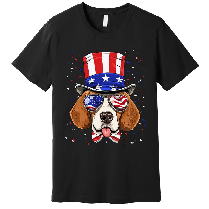 4th of July Patriotic Beagle American USA Flag Beagle Lovers Premium T-Shirt