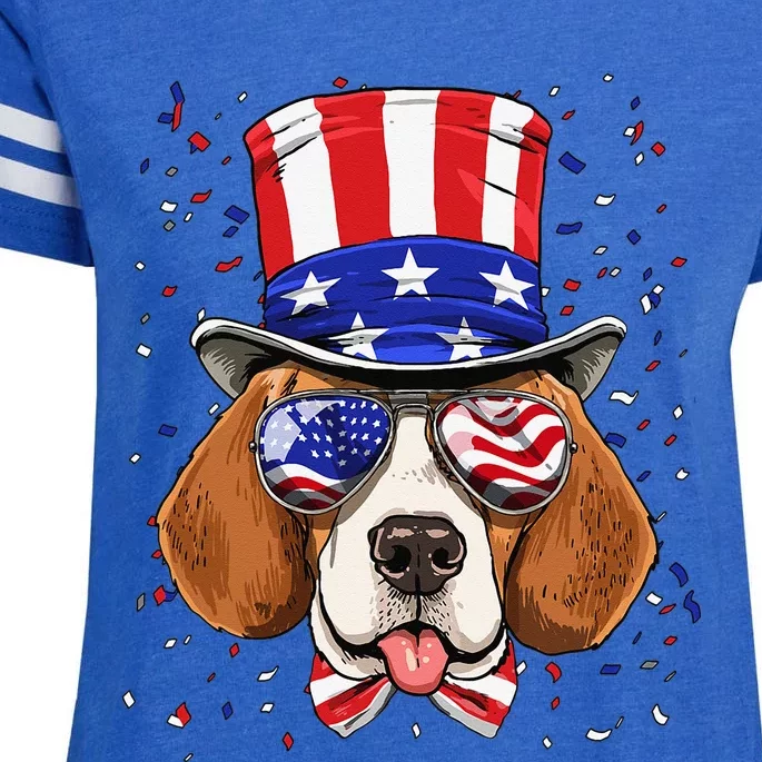 4th of July Patriotic Beagle American USA Flag Beagle Lovers Enza Ladies Jersey Football T-Shirt