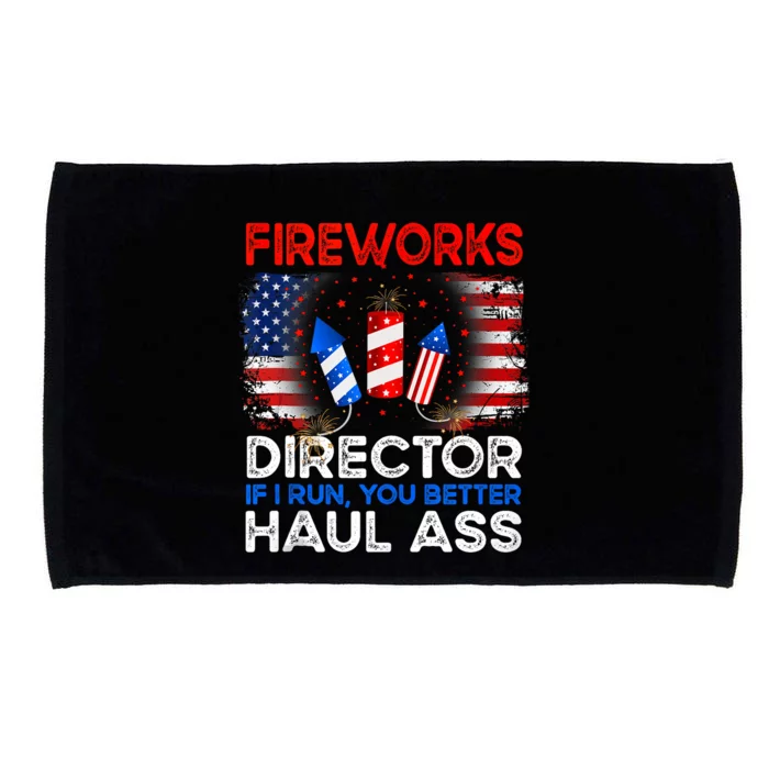 4th Of July Fireworks Director If I Run You Run Funny Microfiber Hand Towel