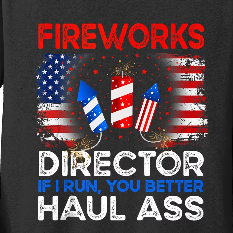 4th Of July Fireworks Director If I Run You Run Funny Kids Long Sleeve Shirt