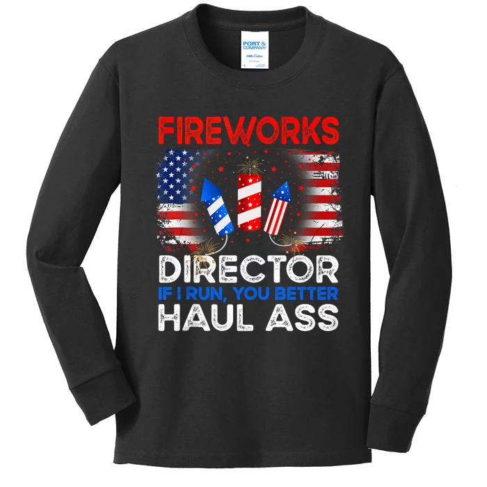 4th Of July Fireworks Director If I Run You Run Funny Kids Long Sleeve Shirt