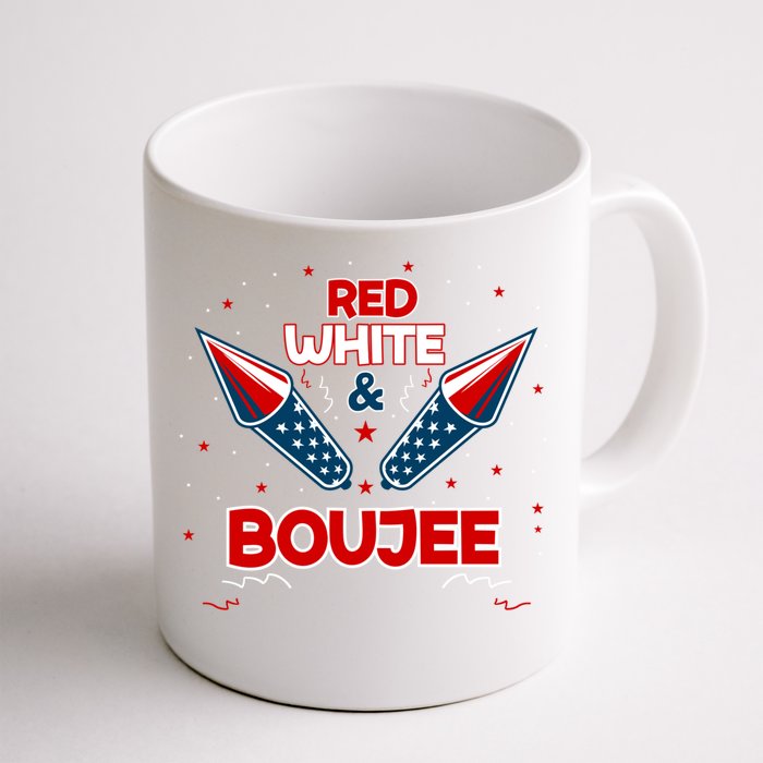 4h Of July Fireworks Patriotic Red White Boujee Gift Front & Back Coffee Mug