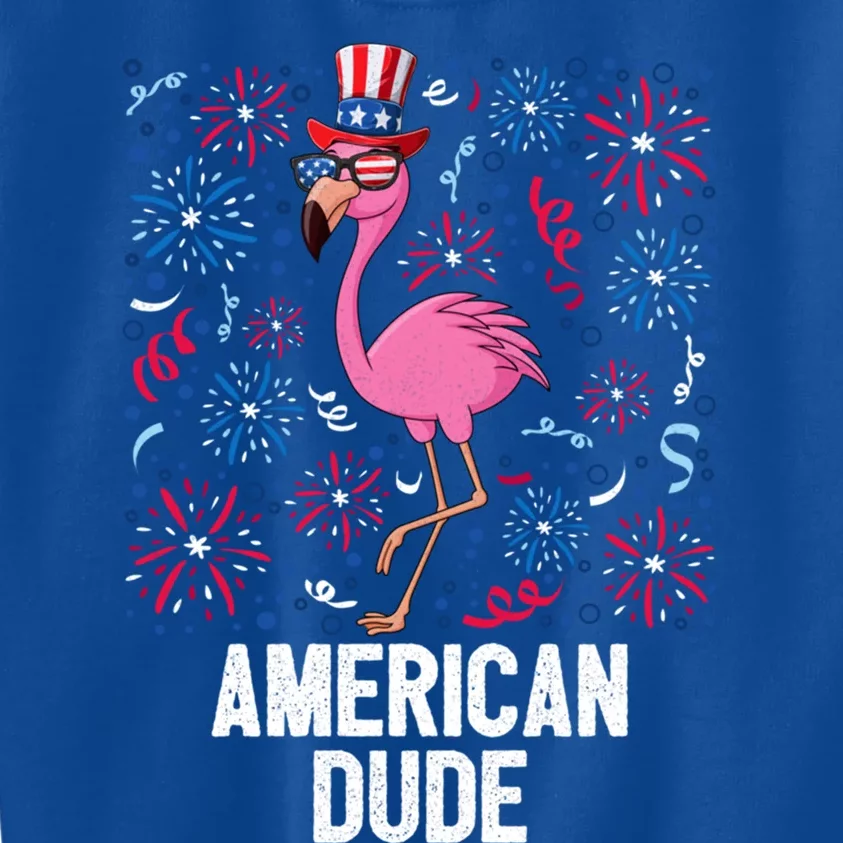 4th Of July American Dude Flamingo Us Flag Pride Patriotic Gift Kids Sweatshirt