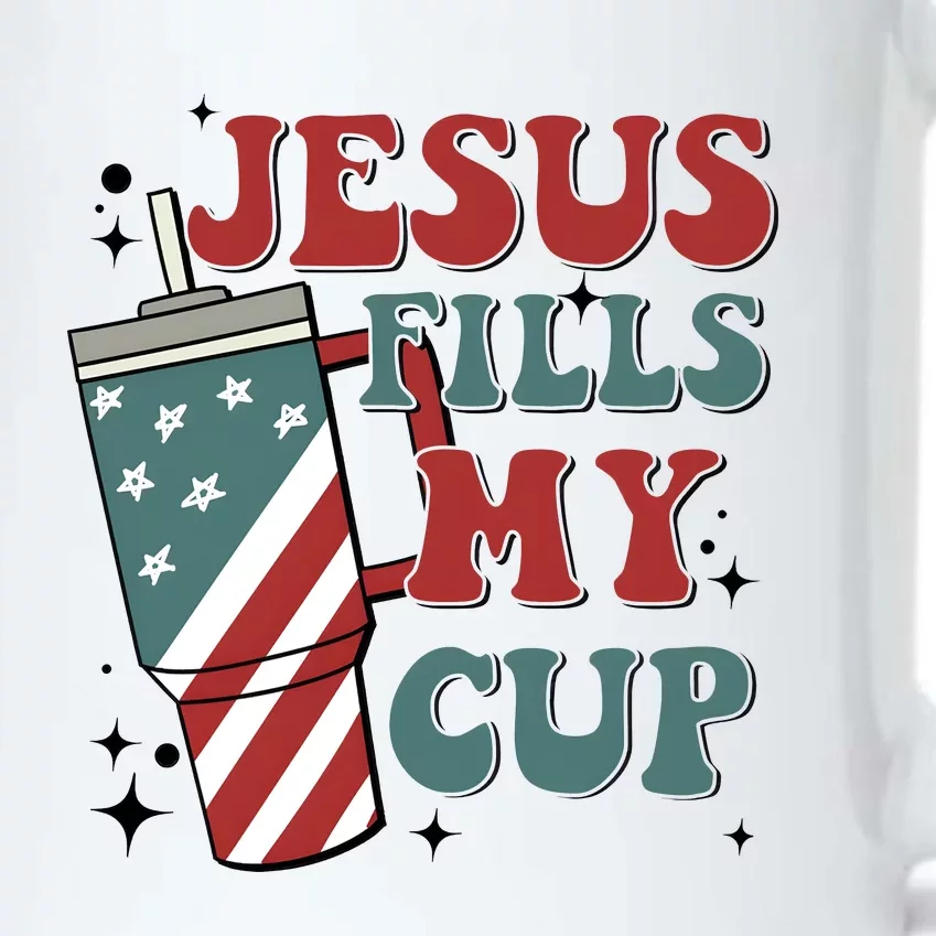 4th Of July Jesus Fills My Cup Black Color Changing Mug