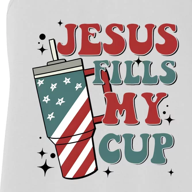 4th Of July Jesus Fills My Cup Women's Racerback Tank