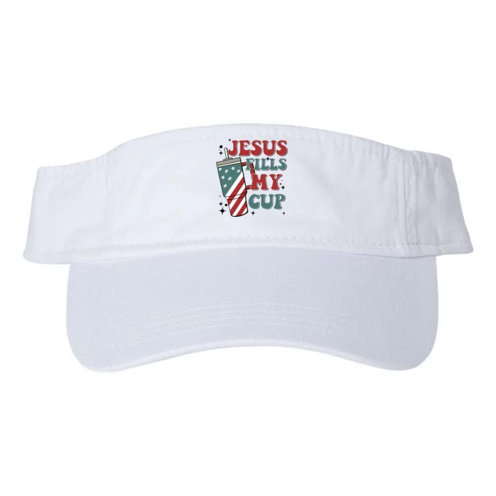 4th Of July Jesus Fills My Cup Valucap Bio-Washed Visor