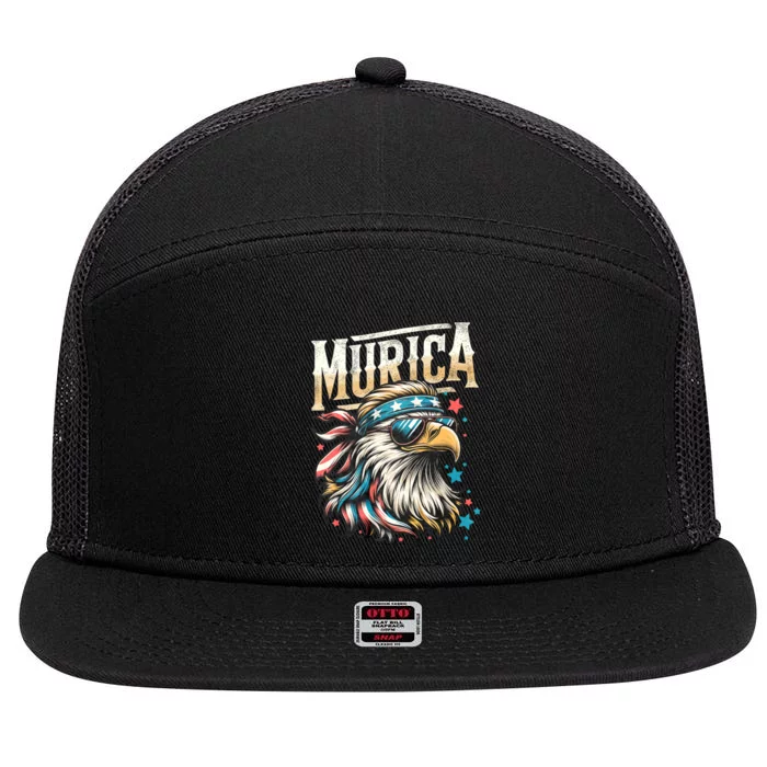 4th Of July Patriotic Funny Eagle July 4th Usa Murica 7 Panel Mesh Trucker Snapback Hat