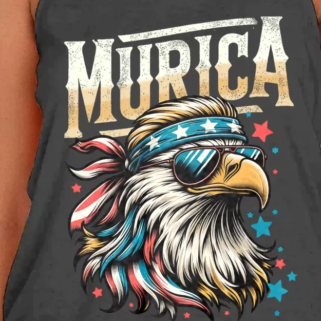 4th Of July Patriotic Funny Eagle July 4th Usa Murica Women's Knotted Racerback Tank