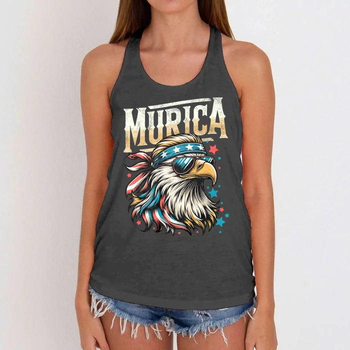 4th Of July Patriotic Funny Eagle July 4th Usa Murica Women's Knotted Racerback Tank