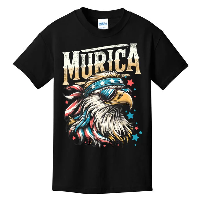 4th Of July Patriotic Funny Eagle July 4th Usa Murica Kids T-Shirt