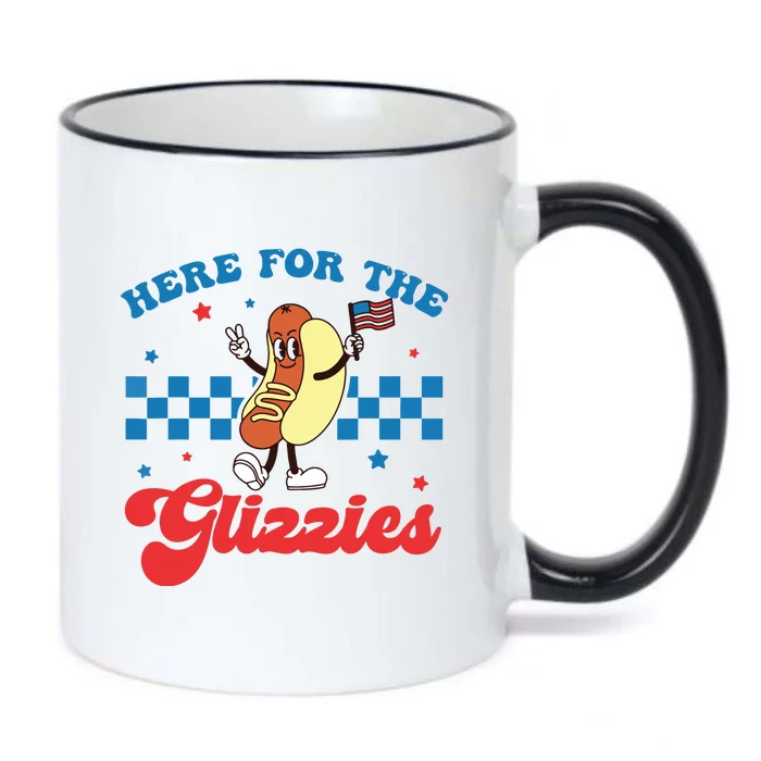 4th Of July Here For The Glizzies Funny Hot Dog Humor Black Color Changing Mug