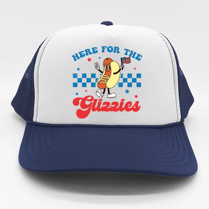 4th Of July Here For The Glizzies Funny Hot Dog Humor Trucker Hat