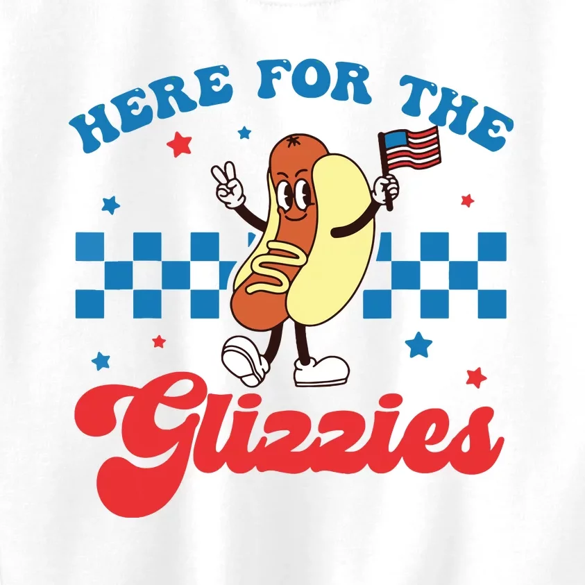 4th Of July Here For The Glizzies Funny Hot Dog Humor Kids Sweatshirt