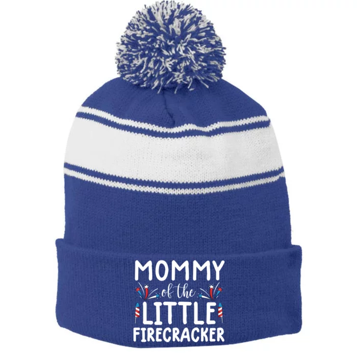 4th Of July Cute Gift Mommy Of The Little Firecracker Great Gift Stripe Pom Pom Beanie