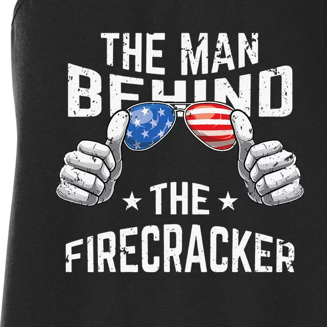 4th of July Pregnancy the Man Behind the Firecracker Women's Racerback Tank