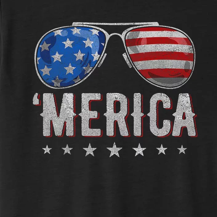 4th Of July Merica Sunglasses American Flag ChromaSoft Performance T-Shirt