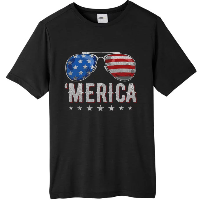 4th Of July Merica Sunglasses American Flag ChromaSoft Performance T-Shirt