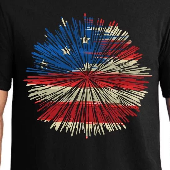 4th Of July Fireworks American Flag Design For Patriotic Celebration Pajama Set