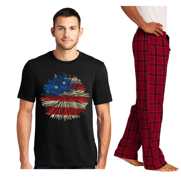 4th Of July Fireworks American Flag Design For Patriotic Celebration Pajama Set