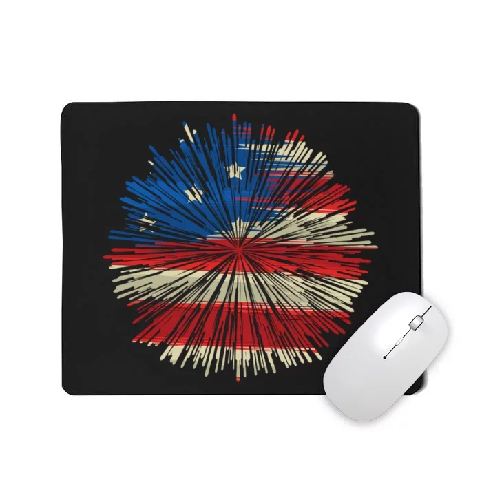 4th Of July Fireworks American Flag Design For Patriotic Celebration Mousepad