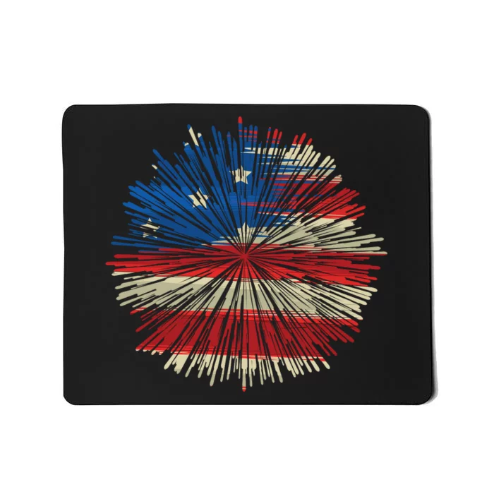 4th Of July Fireworks American Flag Design For Patriotic Celebration Mousepad