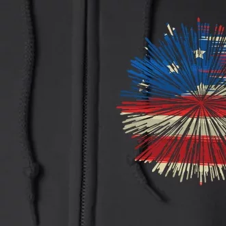 4th Of July Fireworks American Flag Design For Patriotic Celebration Full Zip Hoodie