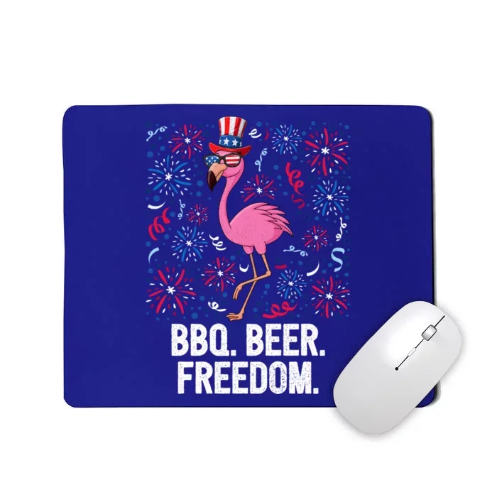 4th Of July Bbq Beer Freedom Flamingo Us Flag Patriotic Gift Mousepad