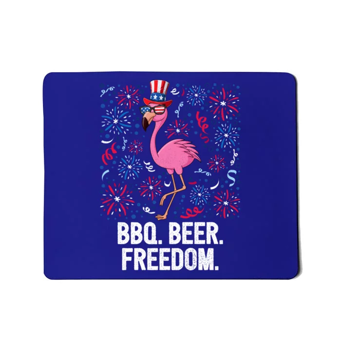 4th Of July Bbq Beer Freedom Flamingo Us Flag Patriotic Gift Mousepad