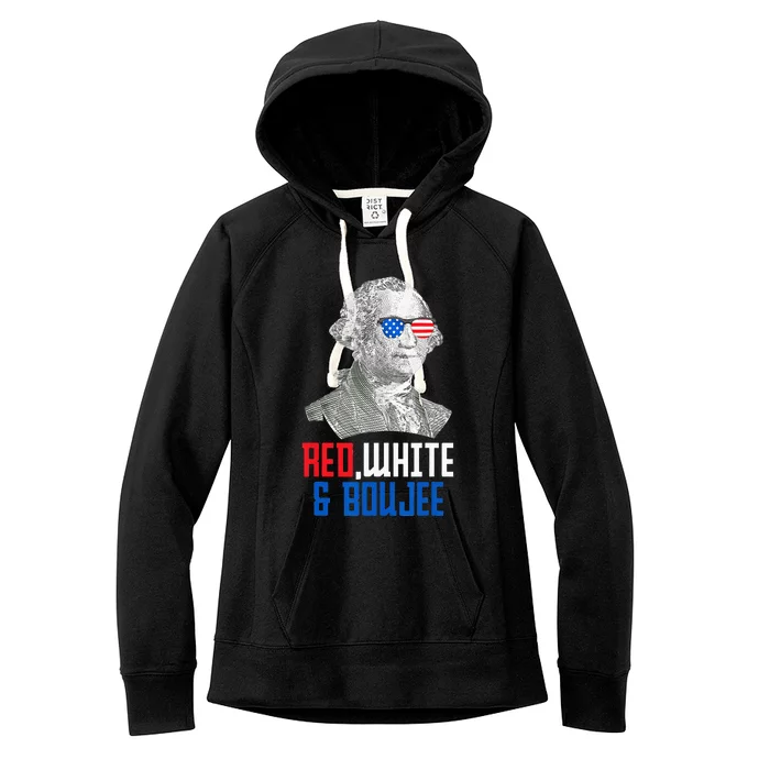 4th of July Red White & Boujee Funny George Washington Women's Fleece Hoodie