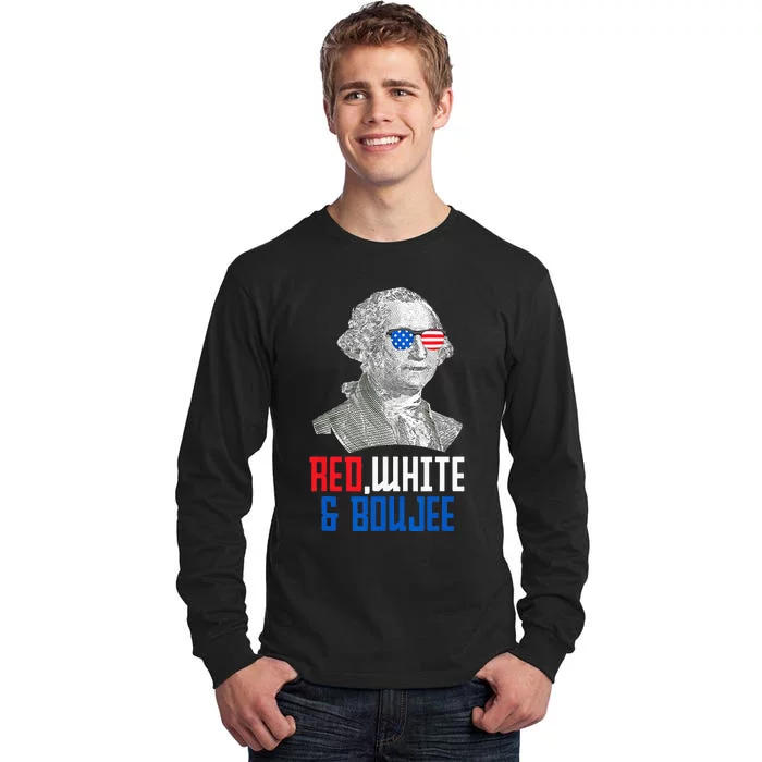 4th of July Red White & Boujee Funny George Washington Tall Long Sleeve T-Shirt